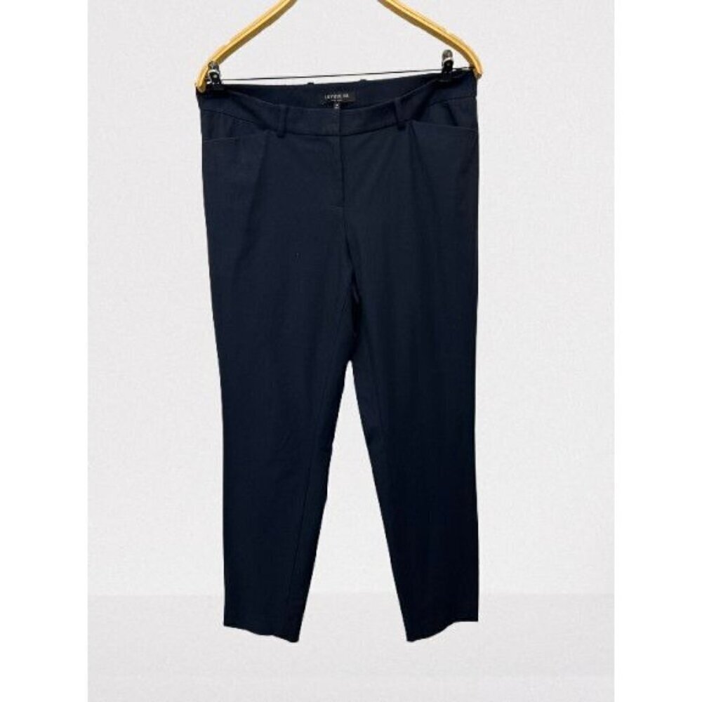 Lafayette 148 Pants Women's Size 10 Navy Blue Stretch Cotton Strait Cut 4 Pocket